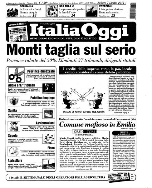 Italia oggi : quotidiano di economia finanza e politica